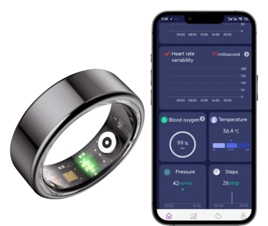 Vital Health Ring besides mobile app